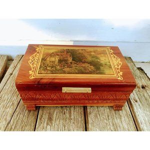 Vintage Cedar Box Carved Cottage House Picture